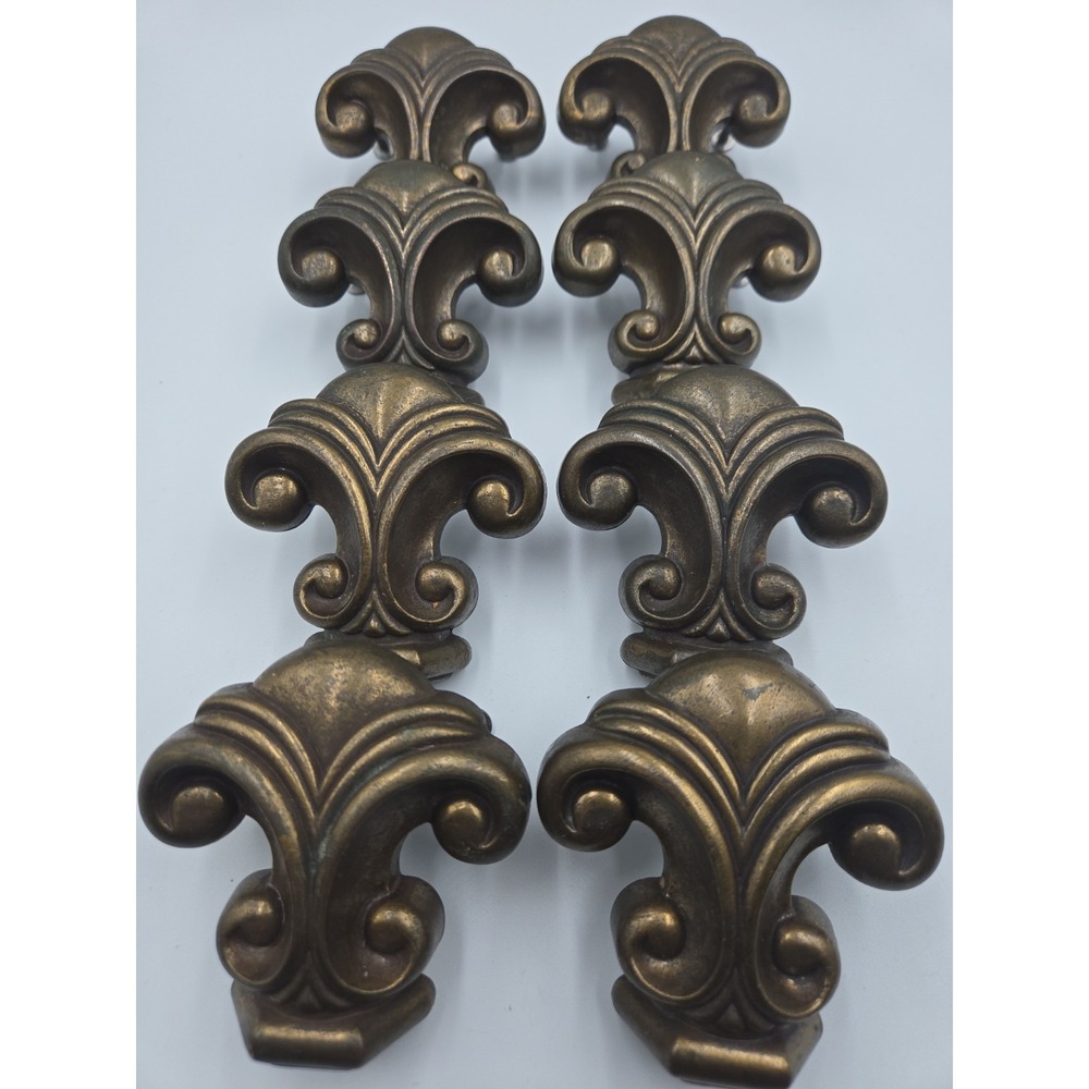 8 Buffet Drawer Door Pull Large Vintage Brass MCM Gothic Credenza 50mm